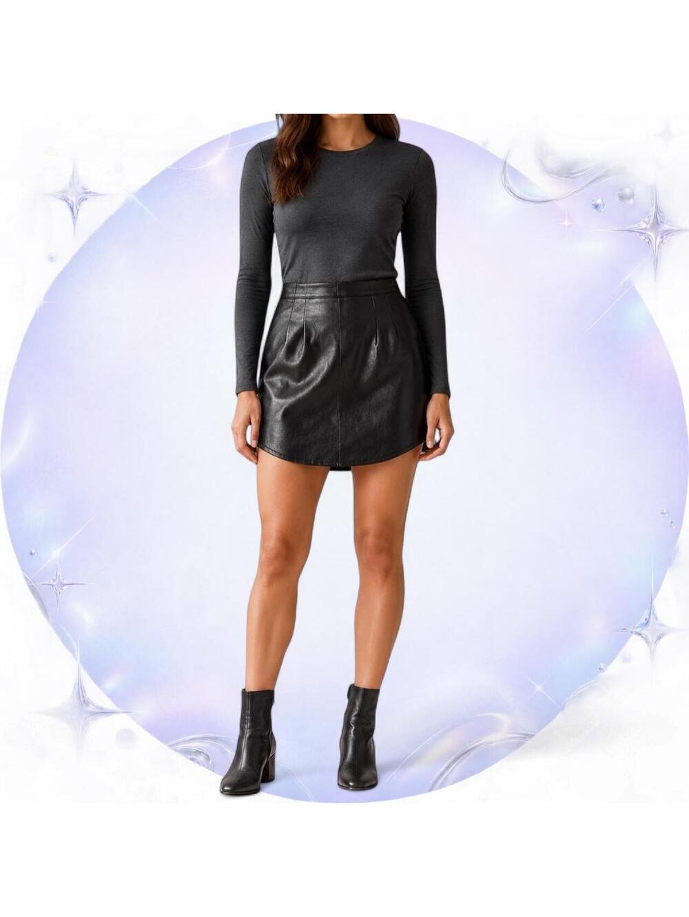 Endless Rose Black Faux Leather Swept Mini Skirt 🖤